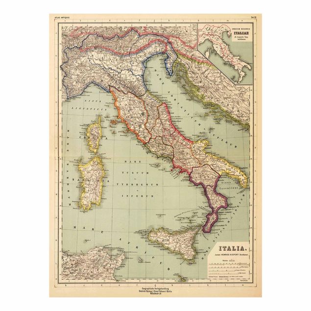 Obrazy vintage Mapa Włoch w stylu vintage