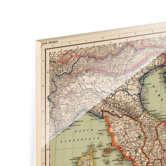 Kolorowe obrazy Mapa Włoch w stylu vintage