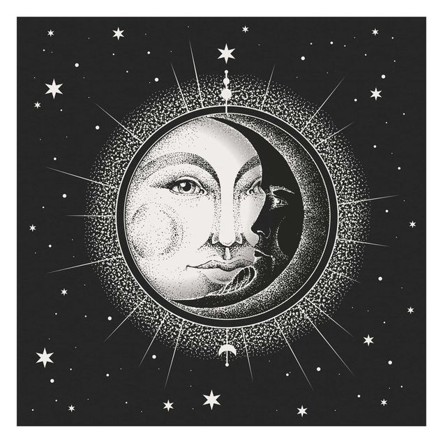 Fototapeta - Ilustracja słońca i księżyca w stylu vintage