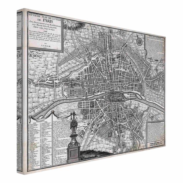 Retro obrazy Mapa miasta w stylu vintage Paryża ok. 1600 r.
