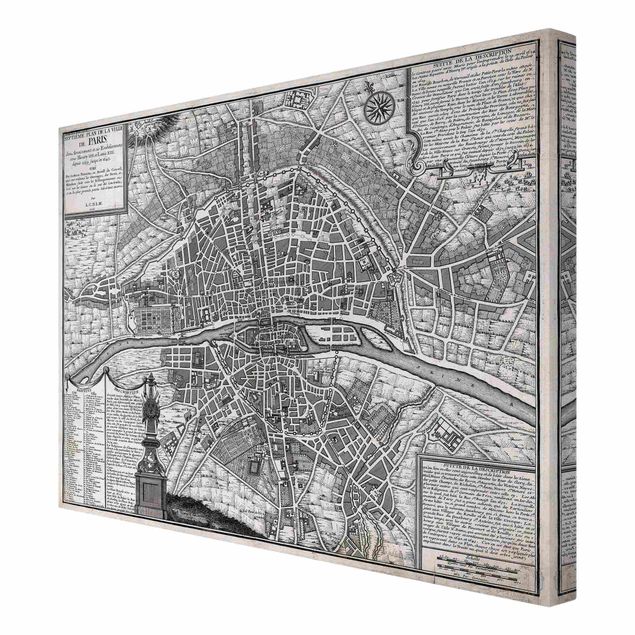 Obrazy na płótnie Paryż Mapa miasta w stylu vintage Paryża ok. 1600 r.