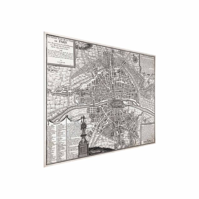 Obrazy na szkle poziomy Mapa miasta w stylu vintage Paryża ok. 1600 r.
