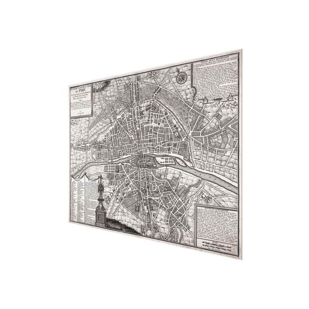 Nowoczesne obrazy do salonu Mapa miasta w stylu vintage Paryża ok. 1600 r.