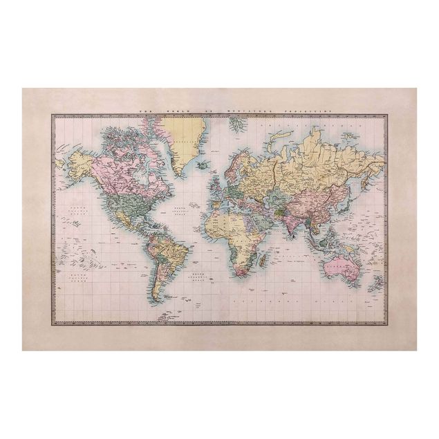 Fototapeta - Dawna mapa świata, ok. 1850 r.