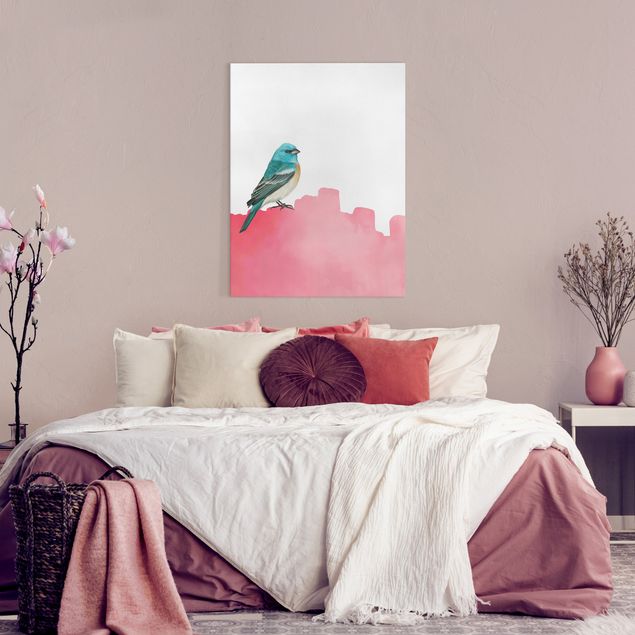 Obrazy nowoczesne Ptak na różowo