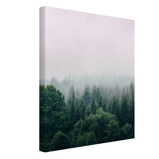 Obraz drzewo Las o zmierzchu we mgle