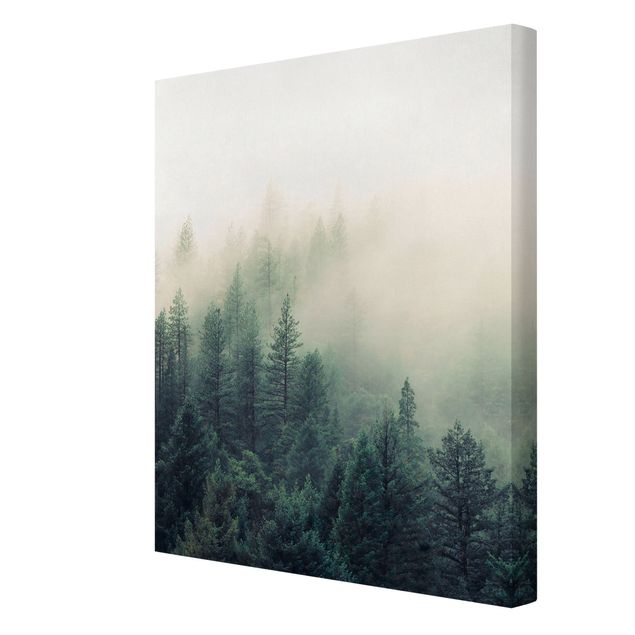 Zielony obraz Las we mgle Przebudzenie
