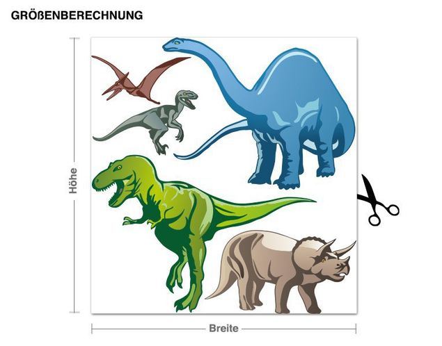 Naklejki na ścianę dinozaury 3d Zestaw kolorowy dinozaurów