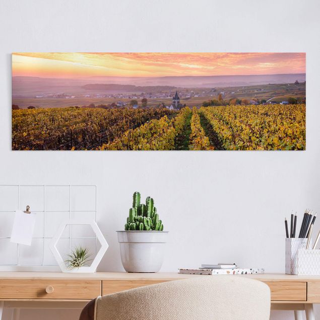 Obrazy do salonu nowoczesne Winnica o zachodzie słońca