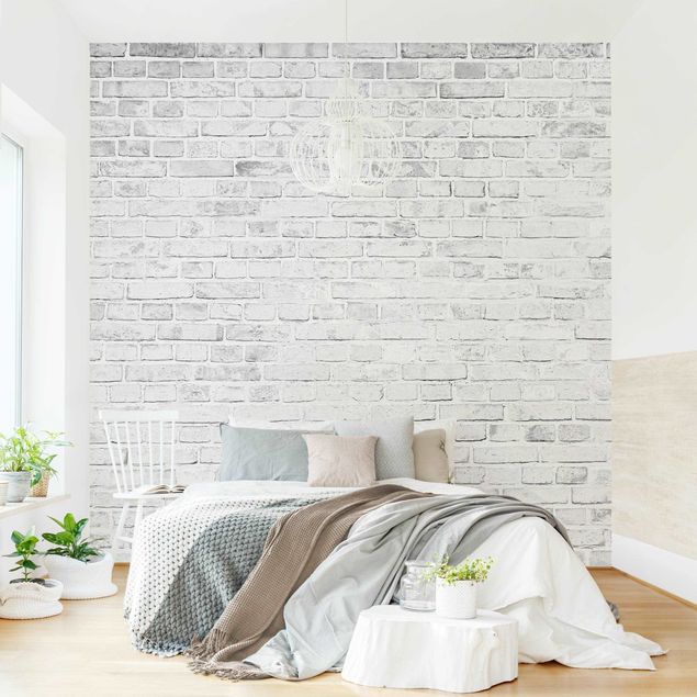 Białe tapety Biała ściana z cegły