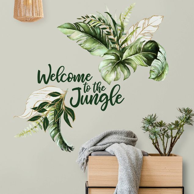 Naklejki na ścianę rośliny Witamy w dżungli - Liście akwarela