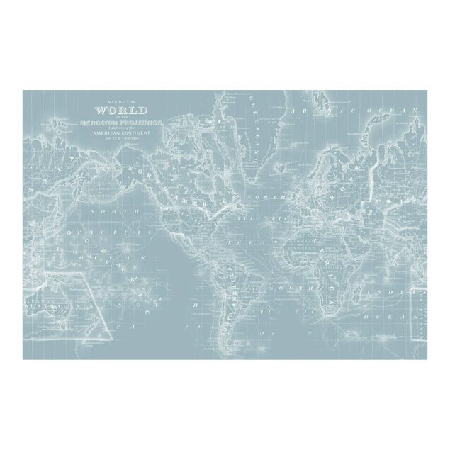 Fototapeta - Mapa świata w kolorze lodowego błękitu