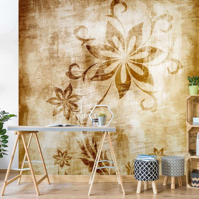 Tapety na ściany Kwiatek z drewna