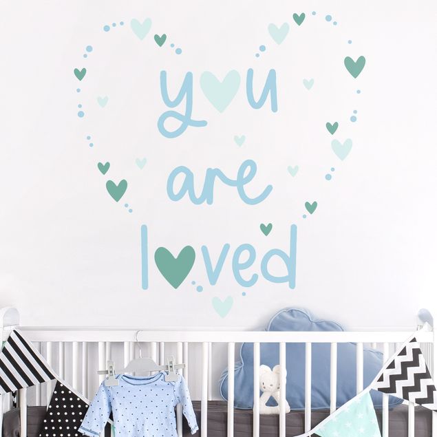 Pokój niemowlęcy Jesteś kochany serce niebieskie
