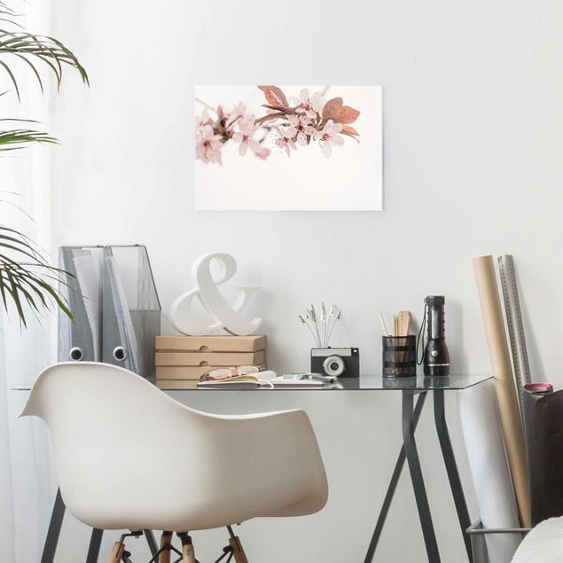 Obrazy do salonu nowoczesne Czułe kwiaty wiśni na gałęzi