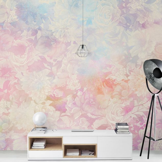 Tapety na ściany Delikatne marzenie o kwiatach w pastelowym kolorze