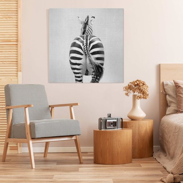 Obrazy nowoczesne Zebra From Behind Black And White