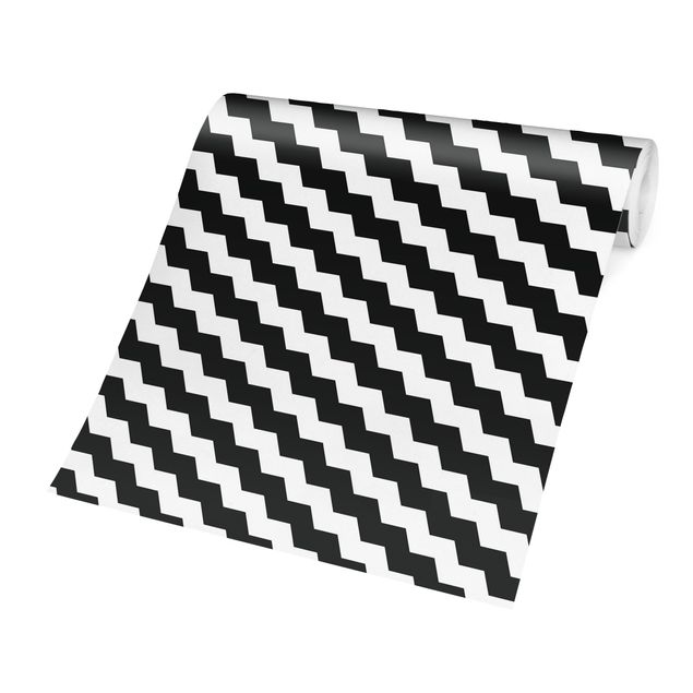 Fototapeta - Zig Zag Geometry Pattern czarno-biały