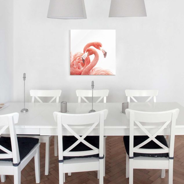 Obrazy na szkle kwadrat Dwa flamingi
