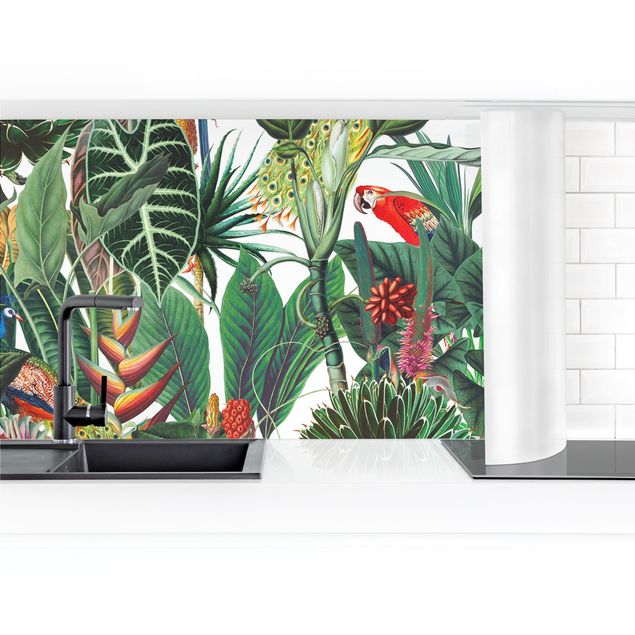 Panel ścienny do kuchni - Kolorowy wzór tropikalnego lasu deszczowego II