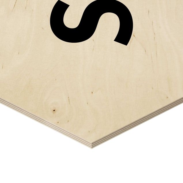 Obraz heksagonalny z drewna - Biała litera S