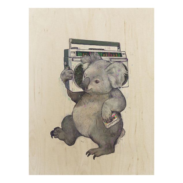 Obrazy na ścianę Ilustracja Koala z radiem Malowanie
