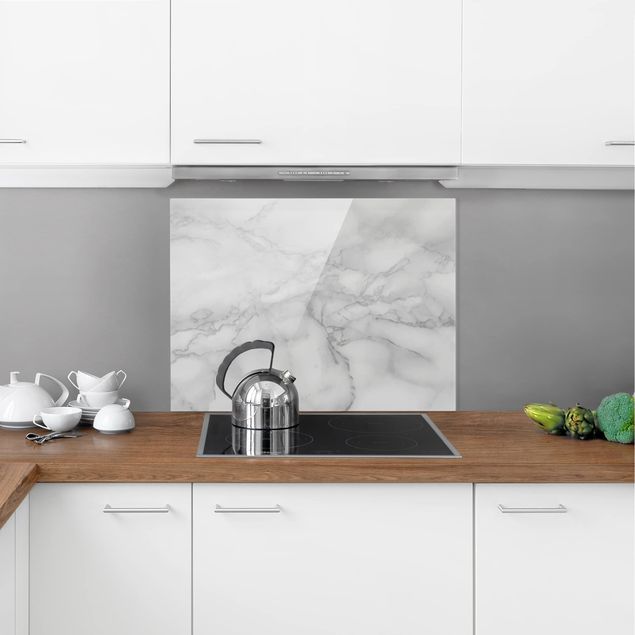 Panele szklane do kuchni Marmurowe elementy optyczne czarno-biały