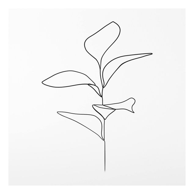 Dekoracja do kuchni Line Art Liście roślin Czarne Białe