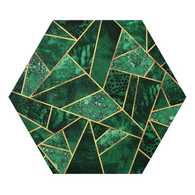 Zielony obraz Ciemny szmaragd z dodatkiem złota