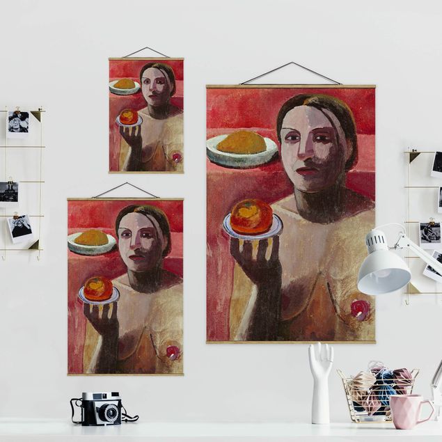Czerwony obraz Paula Modersohn-Becker - Półpostać kobiety włoskiej