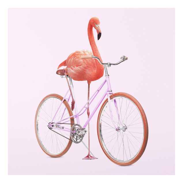 Obrazy do salonu Flamingo z rowerem