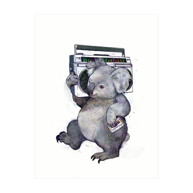 szary dywan Ilustracja Koala z radiem Malowanie
