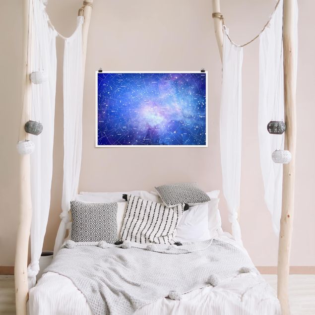Nowoczesne obrazy do salonu Mapa nieba z obrazem gwiazd