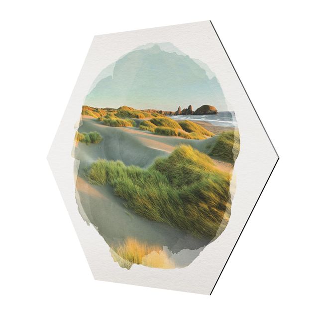 Obrazy krajobraz Akwarele - Wydmy i trawy nad morzem