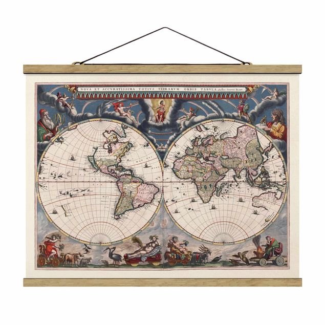 Obrazy retro Historyczna mapa świata Nova et Accuratissima z 1664 r.