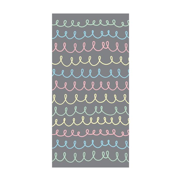 nowoczesny dywan Narysowane pastelowe linie na szarym tle