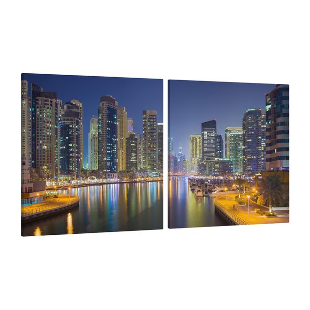 Obrazy nowoczesny Nocna panorama Dubaju