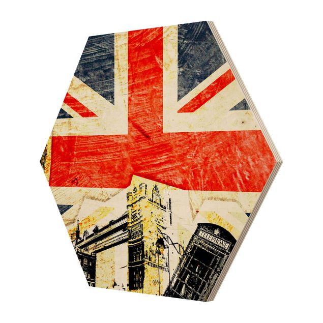 Obraz heksagonalny z drewna - To jest Londyn!