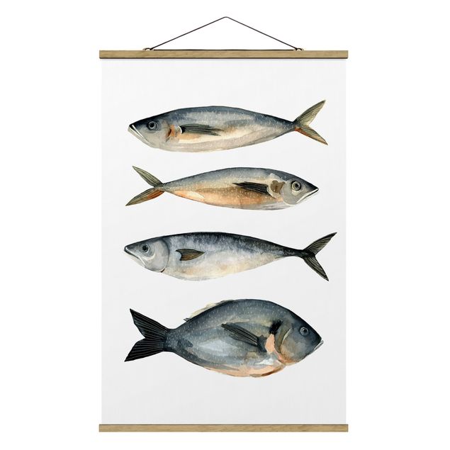 Ryby obrazy Cztery ryby w akwareli I