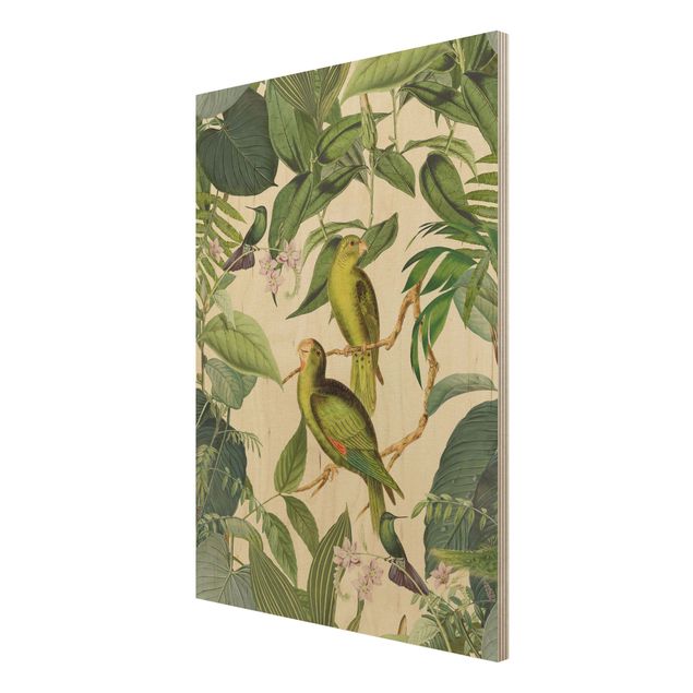 Obrazy na ścianę Kolaże w stylu vintage - Papugi w dżungli