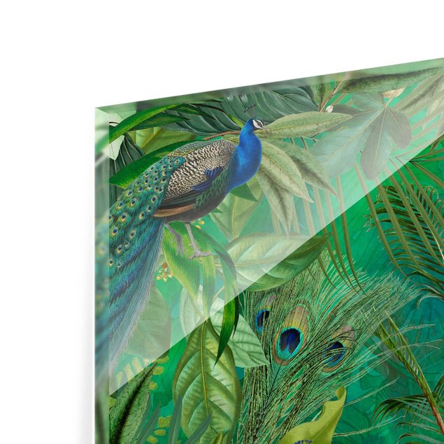 Panel szklany do kuchni - Pawiaki w dżungli