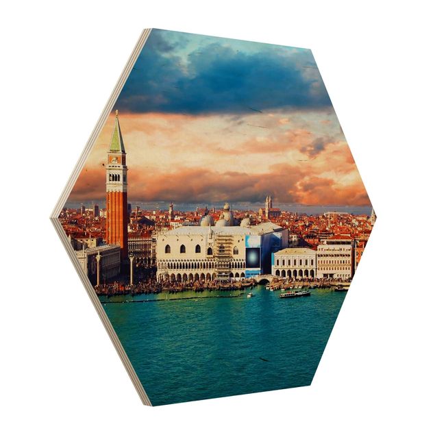 Obraz heksagonalny z drewna - Venezia Eve