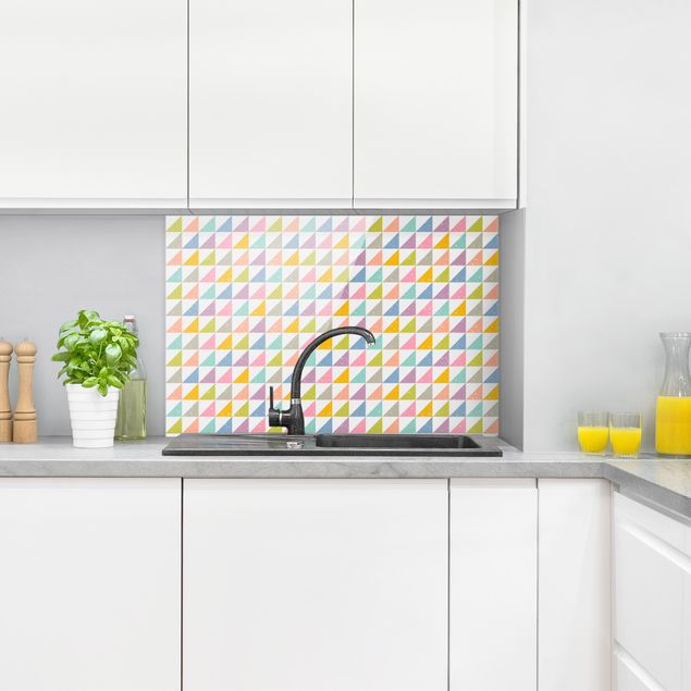Panele szklane do kuchni Geometryczny wzór z trójkątami w kolorze