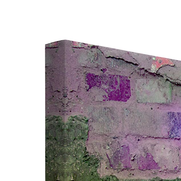 Kolorowe obrazy Kolorowy, pomalowany sprayem stary mur z cegły