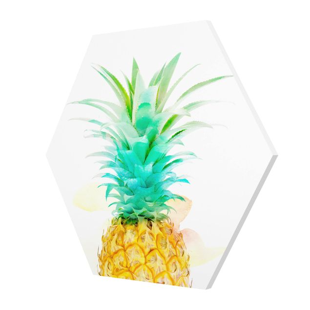 Obraz heksagonalny Akwarela ananasowa
