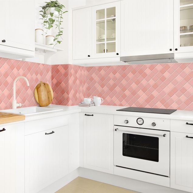 Panele szklane do kuchni Płytki mozaikowe - Old Pink