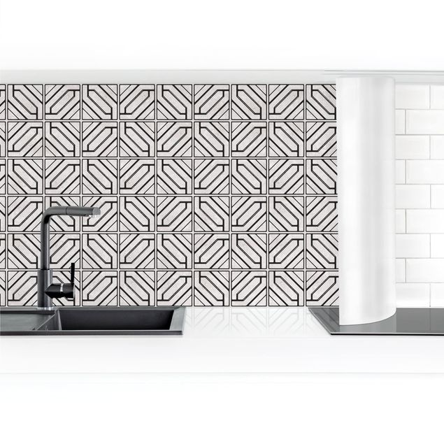 Panel ścienny do kuchni - Geometria wzoru rombów czarna
