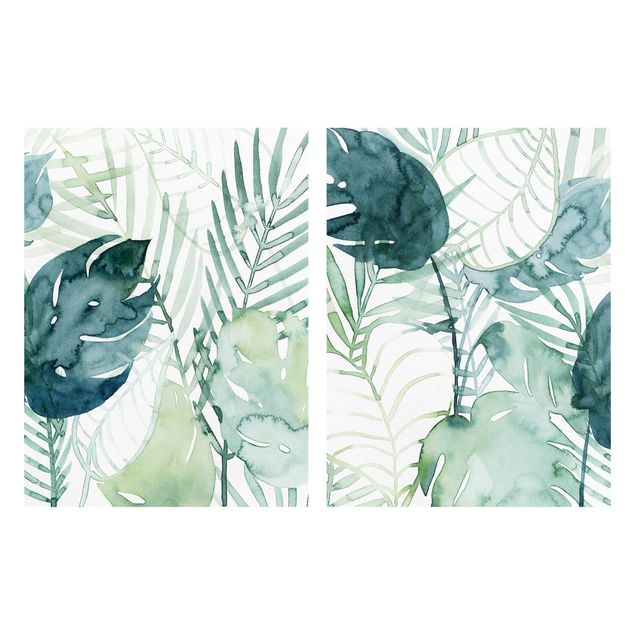 Obrazy Zestaw akwarel z liśćmi palmowymi II