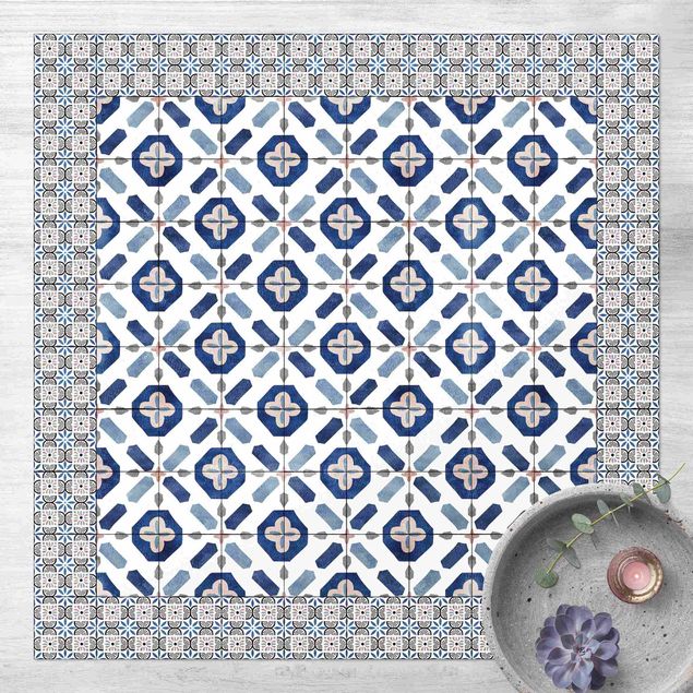 dywan zewnętrzny Płytki marokańskie okno w kwiaty z ramą z płytek ceramicznych