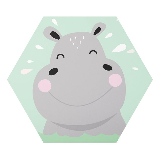 Obraz szary Szczęśliwy hipopotam